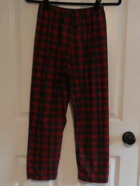 Vintage Made in Canada Kids Red Plaid Flannel Pajama Pants - size medium *Hole